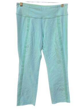 Lululemon Pinstriped Mint Green Cropped Leggings Size 8